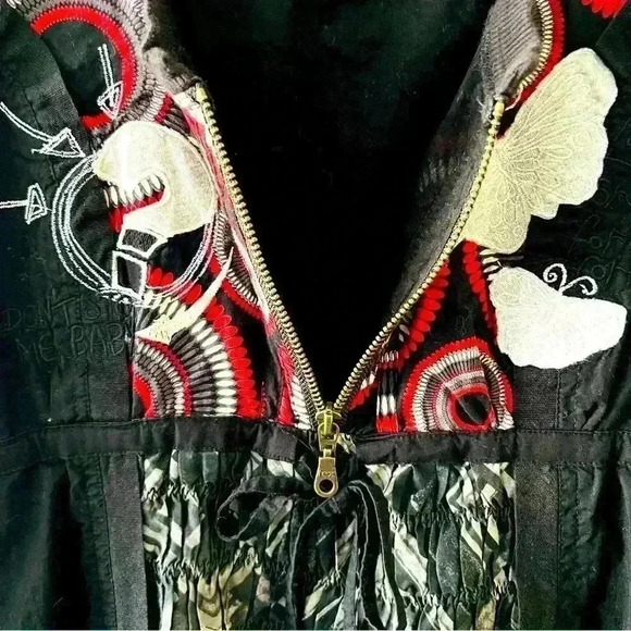 DESIGUAL EURO 36 WOMENS BLACK UNIQUE COLOR PATTERN ARTSY‎ BOHO COTTON DRESS - Picture 6 of 16